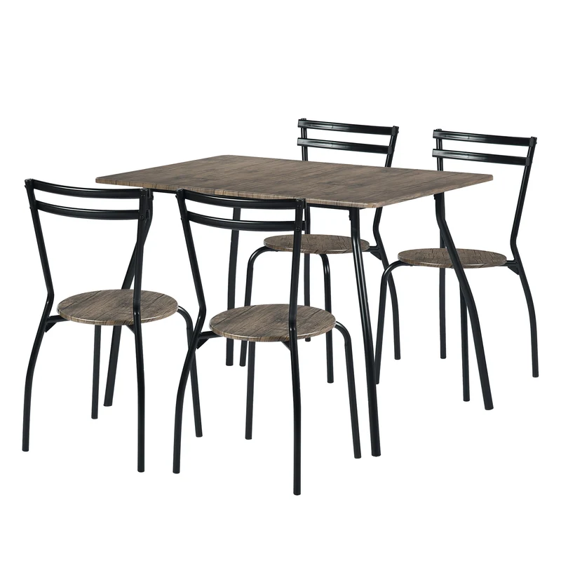 Ensemble Table Modulaire REEDER et 4 Chaises - Chêne/Noir
