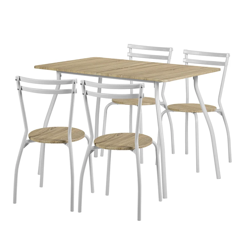 Ensemble Table Modulaire REEDER et 4 Chaises - Chêne/Noir