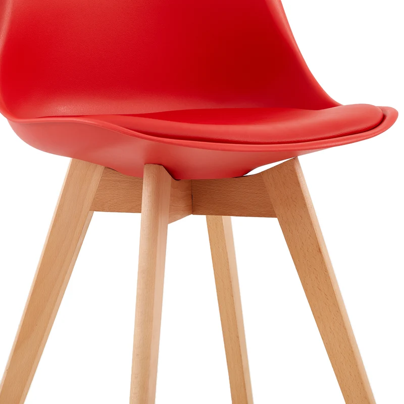 Chaise de Salle à Manger en Bois de Frêne avec Siège en PU - Rouge/Vert/Jaune-TULIP