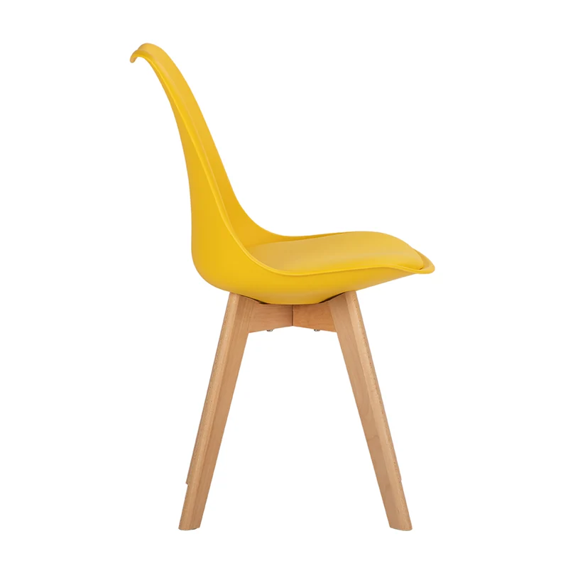 Chaise de Salle à Manger en Bois de Frêne avec Siège en PU - Rouge/Vert/Jaune-TULIP