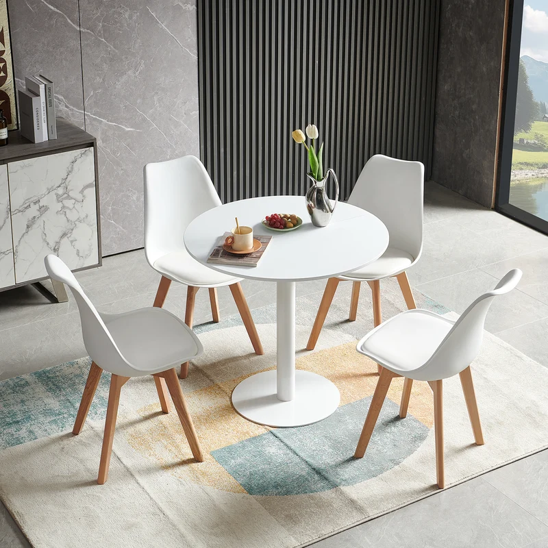 Table à manger ronde LYMAN 80 cm - Blanc/Noir