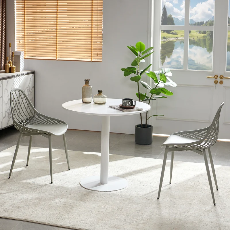 Table à manger ronde LYMAN 80 cm - Blanc/Noir