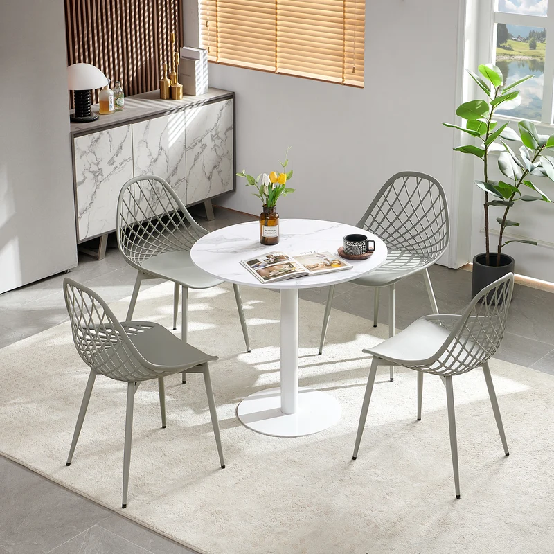Table à manger ronde LYMAN 80 cm - Blanc/Noir