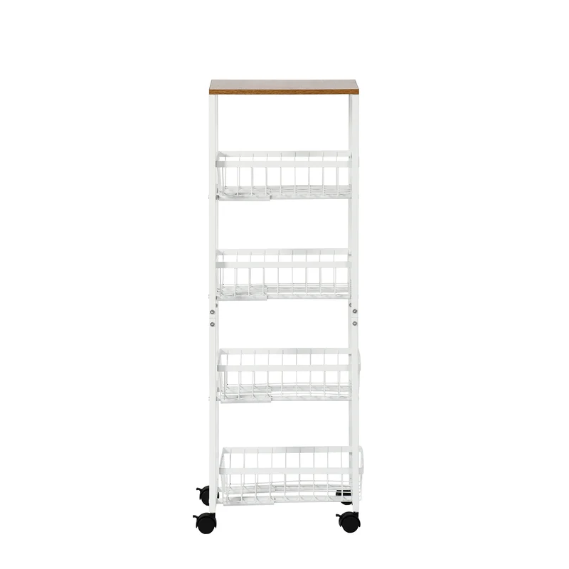 Étagère à collations à cinq niveaux pour chariots avec paniers à pousser et à tirer, Noir/Blanc - GANDY
