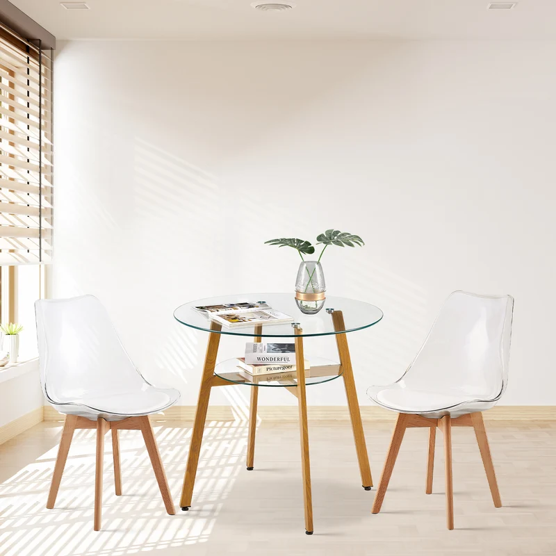 Table Ronde Double en Verre avec Cercles Grands et Petits - MASSA
