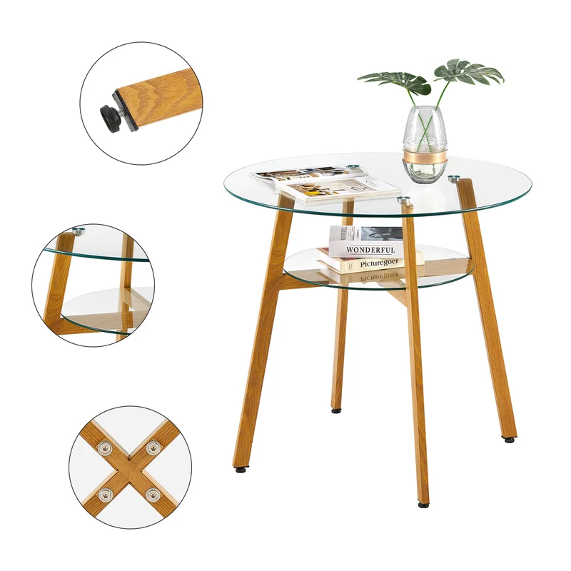 Table Ronde Double en Verre avec Cercles Grands et Petits - MASSA