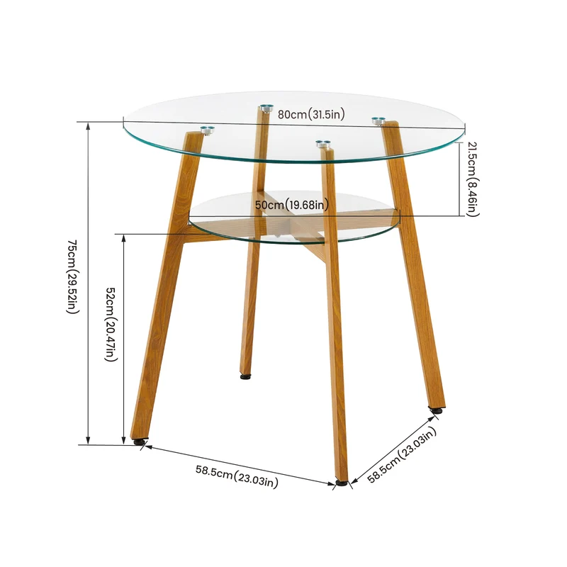 Table Ronde Double en Verre avec Cercles Grands et Petits - MASSA