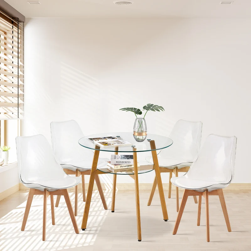 Table Ronde Double en Verre avec Cercles Grands et Petits - MASSA