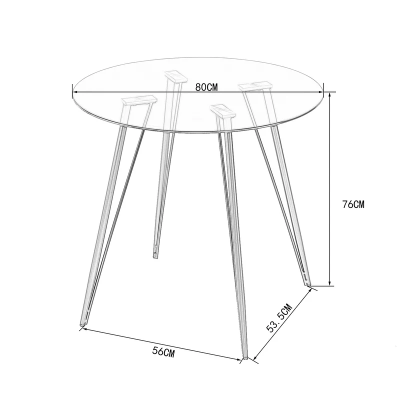 Table Ronde en Verre de 80 cm avec Jambes en épingle à cheveux Noir - UDINEGL