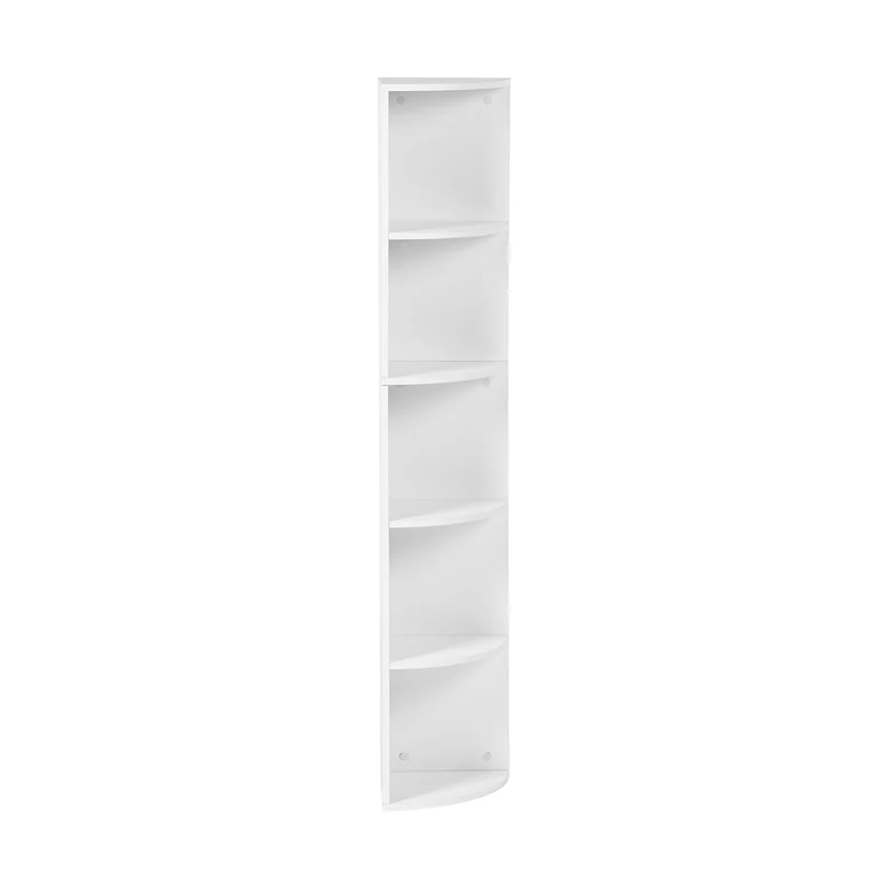 Étagère d'angle blanche à 5 niveaux, design en éventail, petite bibliothèque moderne 130 cm - HOBART