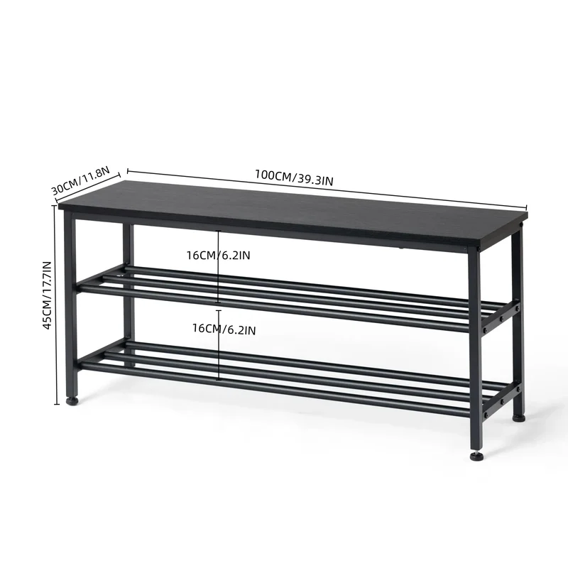 Banc à chaussures à 3 niveaux et étagère de salle de bain 100 cm - SATSOP
