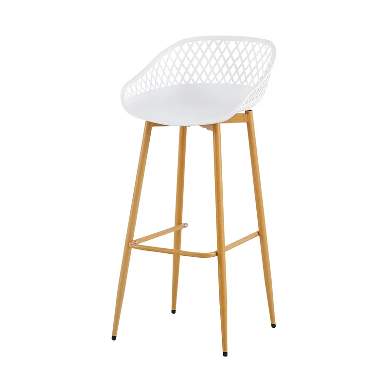 Lot de 4 chaises de bar en fer de style industriel moderne avec dossier creux respirant - Noir/Blanc