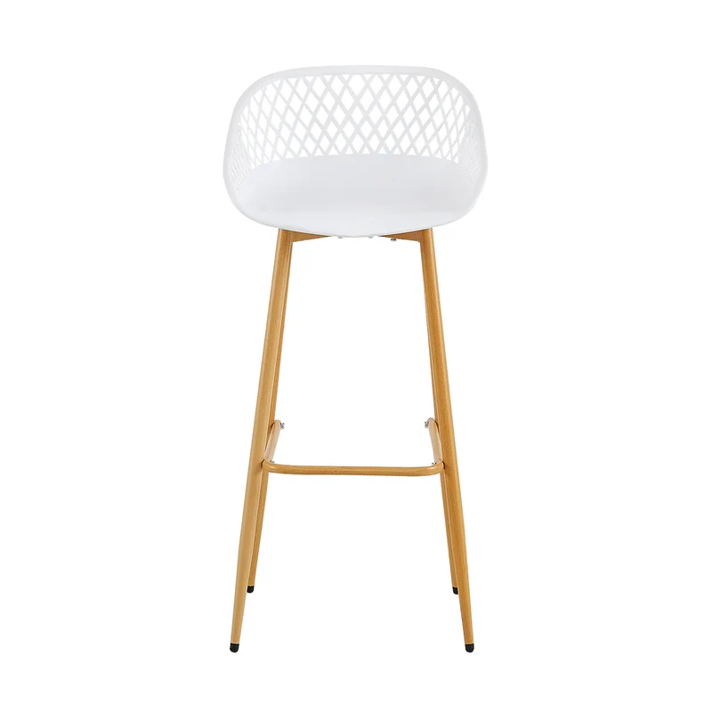Lot de 4 chaises de bar en fer de style industriel moderne avec dossier creux respirant - Noir/Blanc