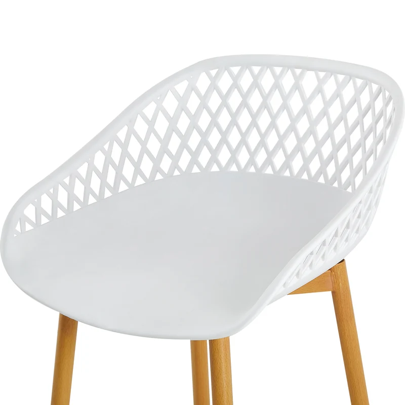 Lot de 4 chaises de bar en fer de style industriel moderne avec dossier creux respirant - Noir/Blanc