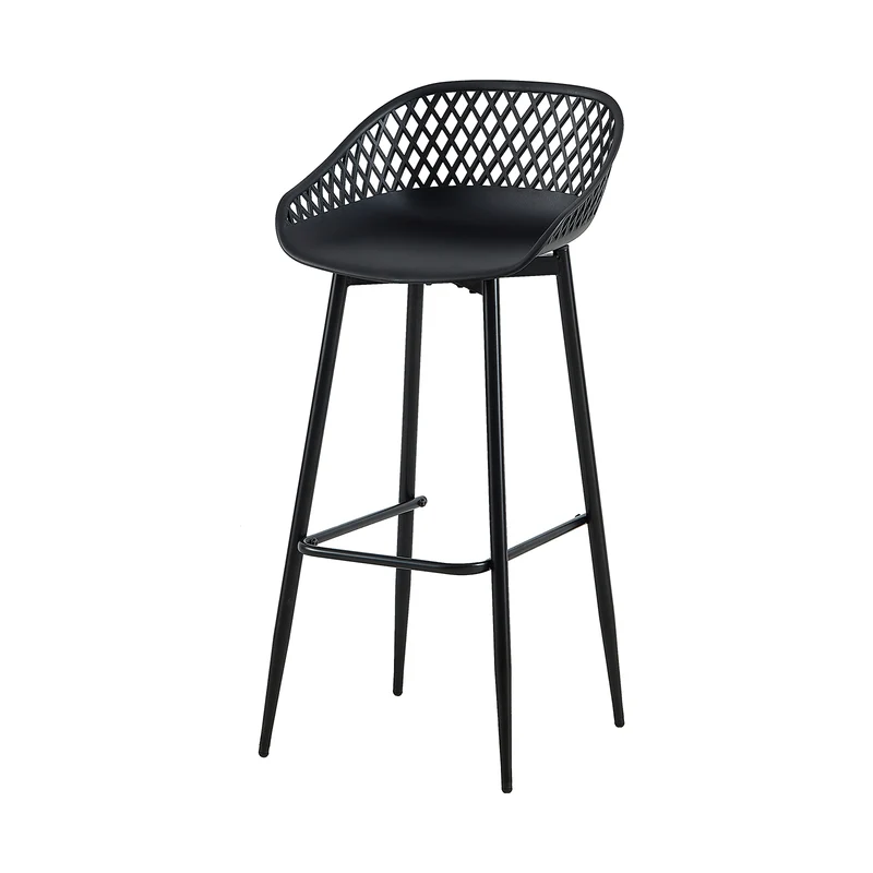 Lot de 4 chaises de bar en fer de style industriel moderne avec dossier creux respirant - Noir/Blanc