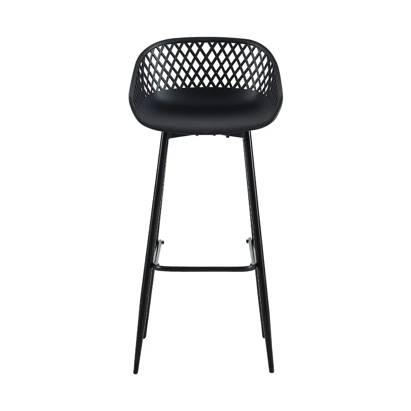 Lot de 4 chaises de bar en fer de style industriel moderne avec dossier creux respirant - Noir/Blanc