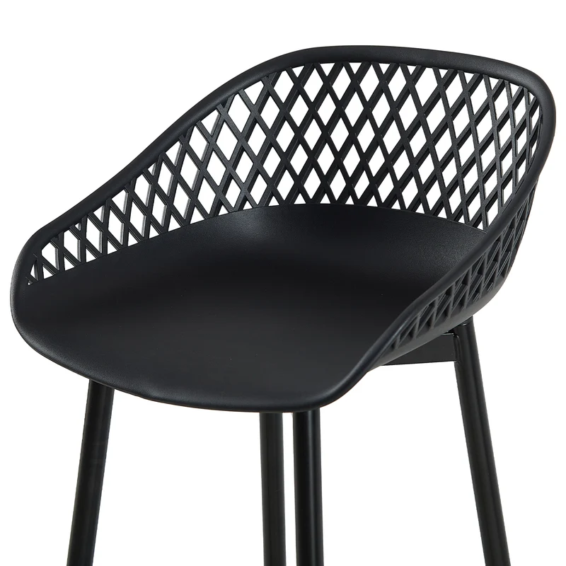 Lot de 4 chaises de bar en fer de style industriel moderne avec dossier creux respirant - Noir/Blanc