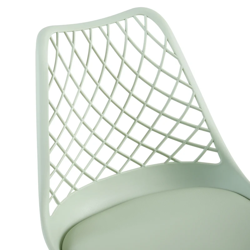 Chaises de salle à manger modernes LEYDEN avec dossier ajouré, pieds en hêtre, lot de 2/4, Bleu Gris Clair/Vert Glace