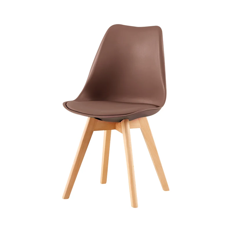 TULIP Chaise pour coiffeuse avec coussins Lot de 2/4 - Couleur chocolat