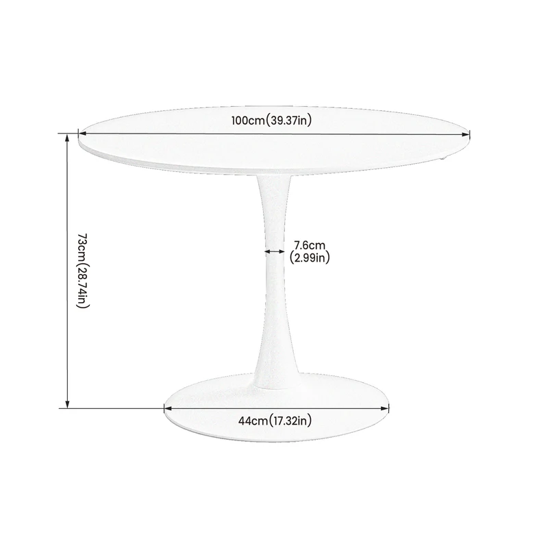 Table à manger à tréteaux TULIP 100 cm - Blanc/Noir