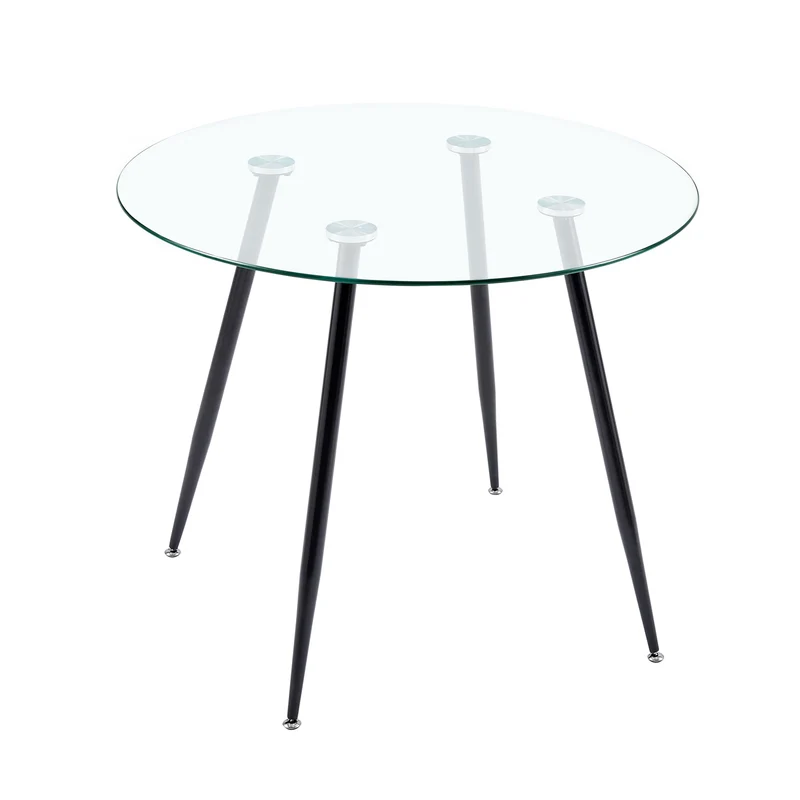 Tables de salle à manger rondes en verre 80 cm avec pieds en fer - CHICO
