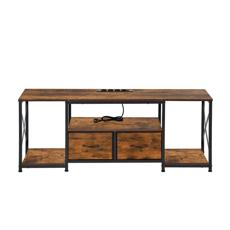 Ensemble de 1 meuble TV moderne avec pieds en fer - Couleur feu - SLATY