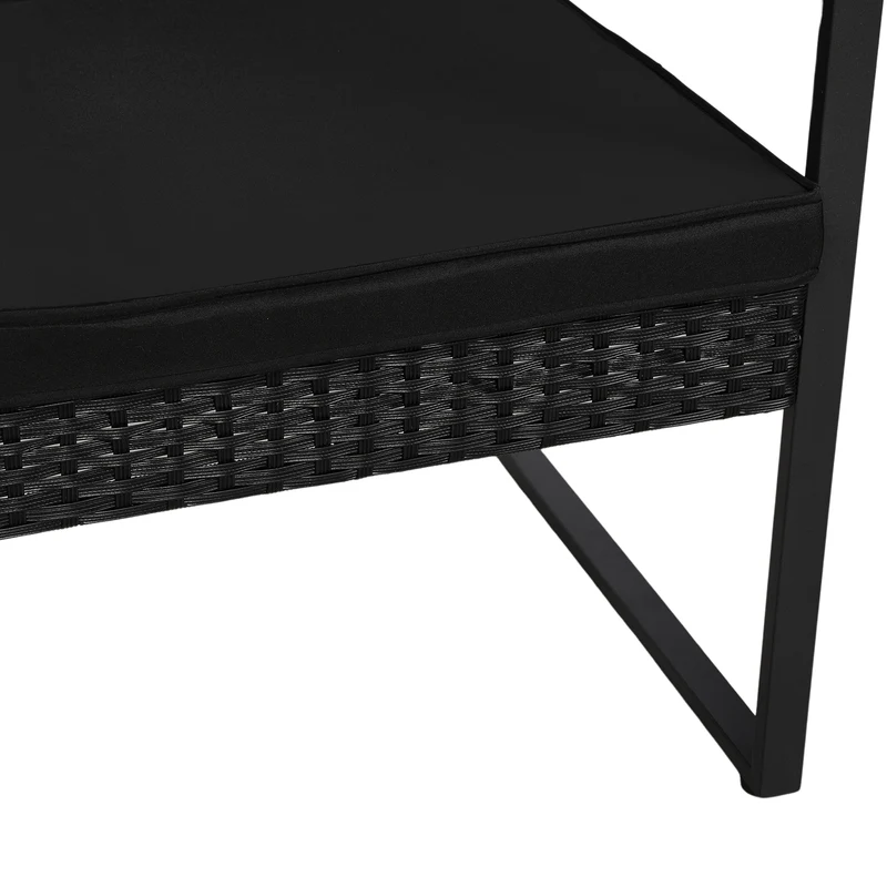 Ensemble de mobilier de jardin en rotin 5 pièces, 2 fauteuils + 2 repose-pieds + 1 table - Noir