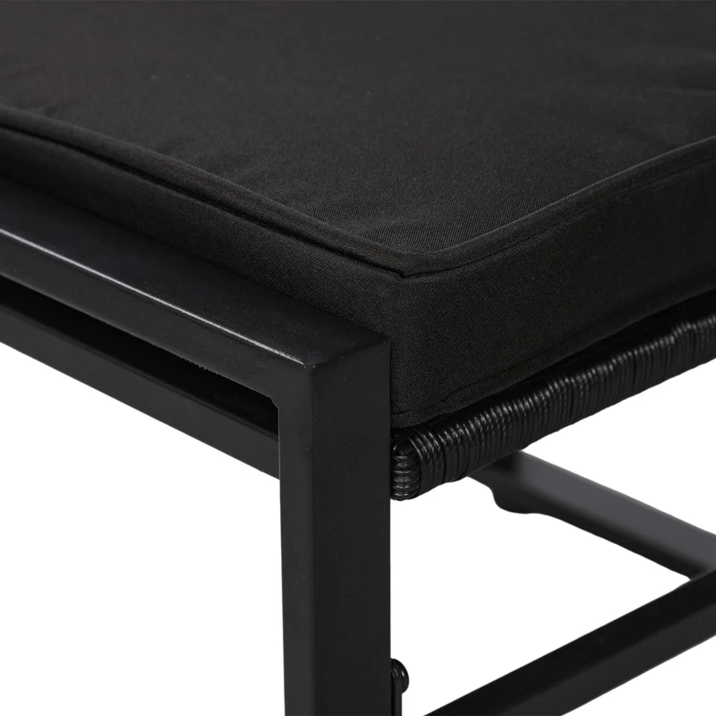 Ensemble de mobilier de jardin en rotin 5 pièces, 2 fauteuils + 2 repose-pieds + 1 table - Noir