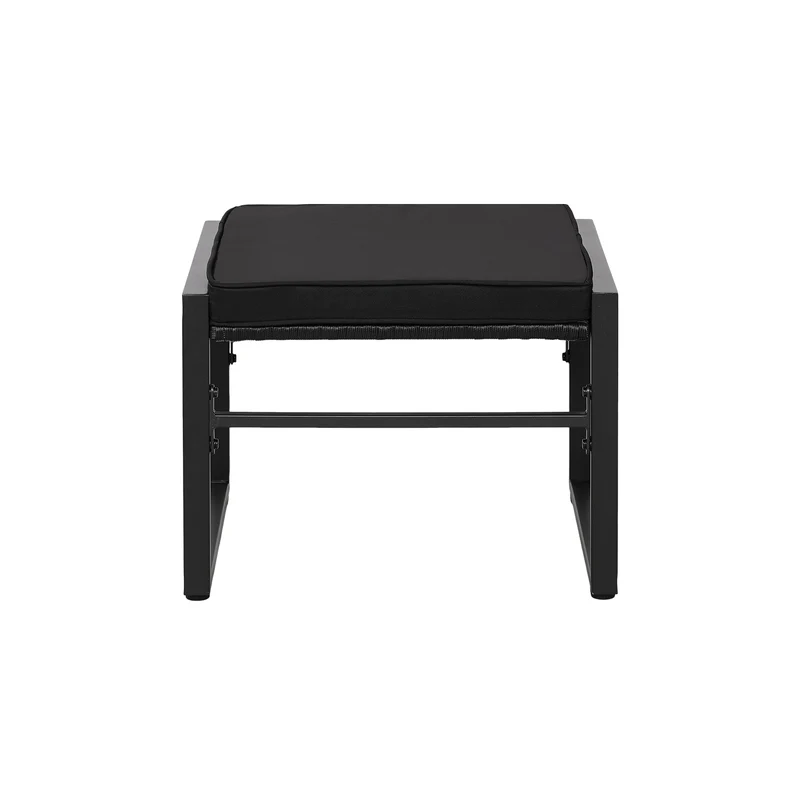 Ensemble de mobilier de jardin en rotin 5 pièces, 2 fauteuils + 2 repose-pieds + 1 table - Noir