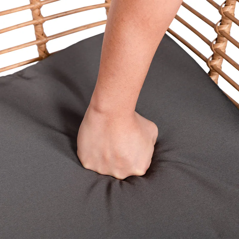 Ensemble de jardin 4 pièces en plastique tressé - Coussins gris - 1 canapé, 2 fauteuils, 1 table basse