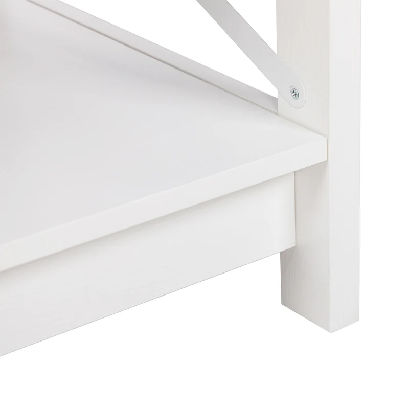 Table basse de style campagnard à deux niveaux avec rangement, table de salon – Blanche
