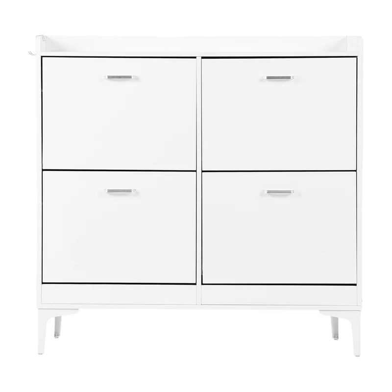 Meuble à chaussures DURHAM à 4 rabats, 105 x 23 x 103 cm - MDF blanc