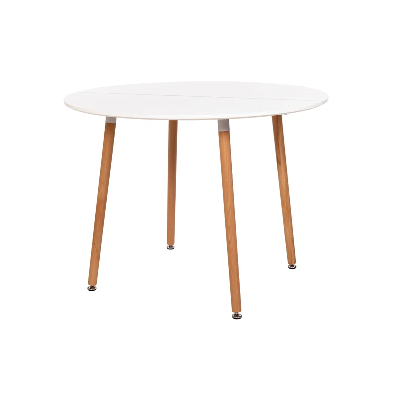 Table de salle à manger ronde 100 cm à 4 pieds - Blanche