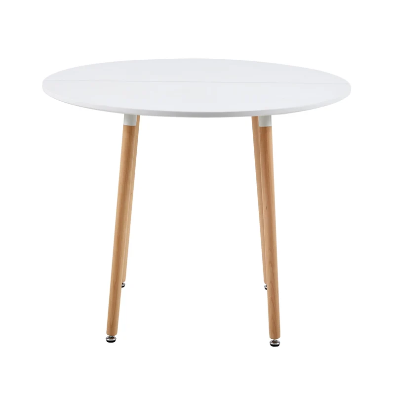 Table de salle à manger ronde 100 cm à 4 pieds - Blanche