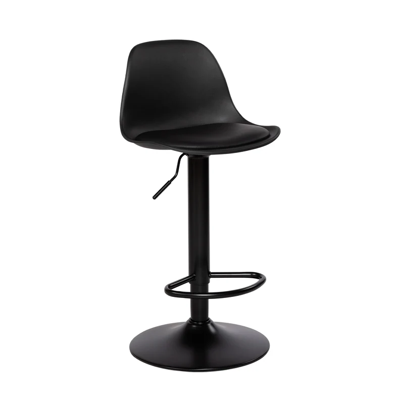 HAZLET Chaise de bar moderne réglable avec dossier et repose-pieds, lot de 2 - Noir