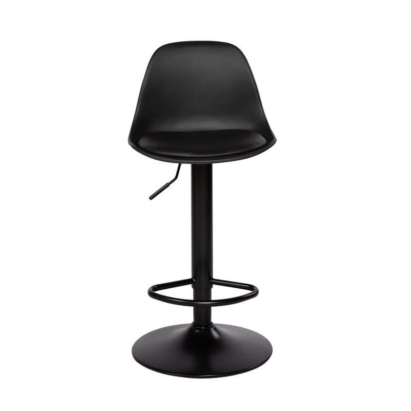 HAZLET Chaise de bar moderne réglable avec dossier et repose-pieds, lot de 2 - Noir