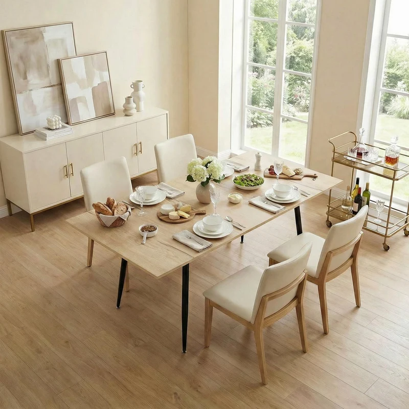 Table de salle à manger extensible ONAVA, table de cuisine rectangulaire en chêne, 120-160 cm