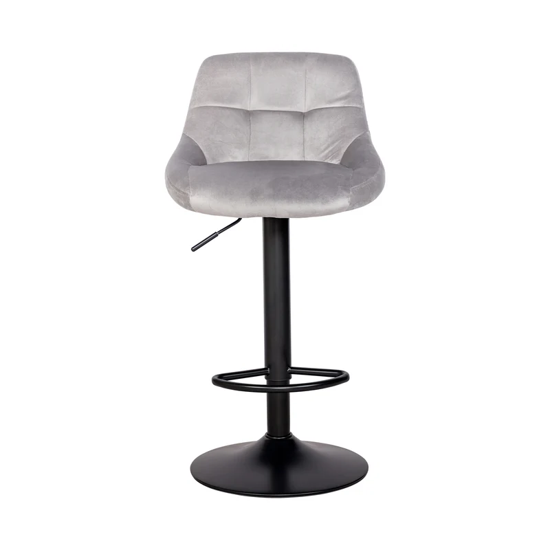Chaises de bar modernes réglables en velours OLIVET, lot de 2 - Gris