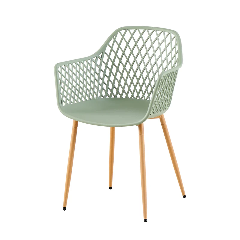 Chaises de salle à manger ROME à accoudoirs ajourés en polypropylène (lot de 4 ou 6) - Vert grisâtre