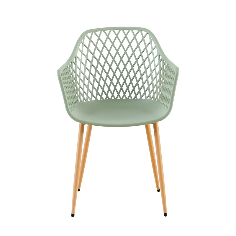 Chaises de salle à manger ROME à accoudoirs ajourés en polypropylène (lot de 4 ou 6) - Vert grisâtre