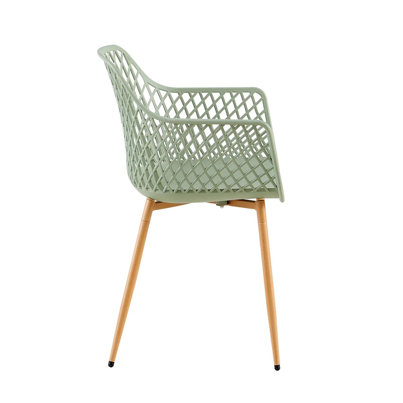 Chaises de salle à manger ROME à accoudoirs ajourés en polypropylène (lot de 4 ou 6) - Vert grisâtre