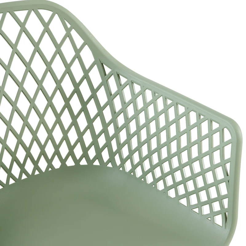 Chaises de salle à manger ROME à accoudoirs ajourés en polypropylène (lot de 4 ou 6) - Vert grisâtre