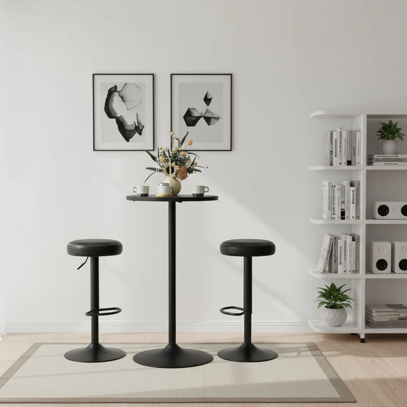 Tabourets de bar modernes réglables HAZLET avec repose-pieds, lot de 2 - Noir
