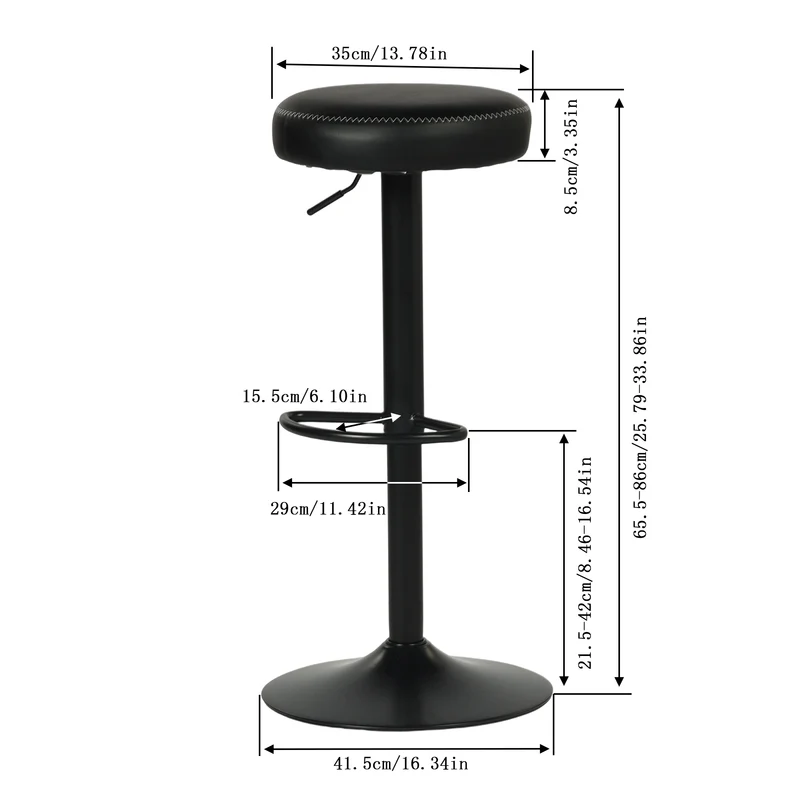 Tabourets de bar modernes réglables HAZLET avec repose-pieds, lot de 2 - Noir