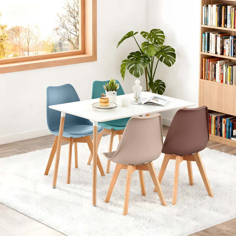 Chaises TULIP en plastique souple, ensemble de 4 chaises aux couleurs douces