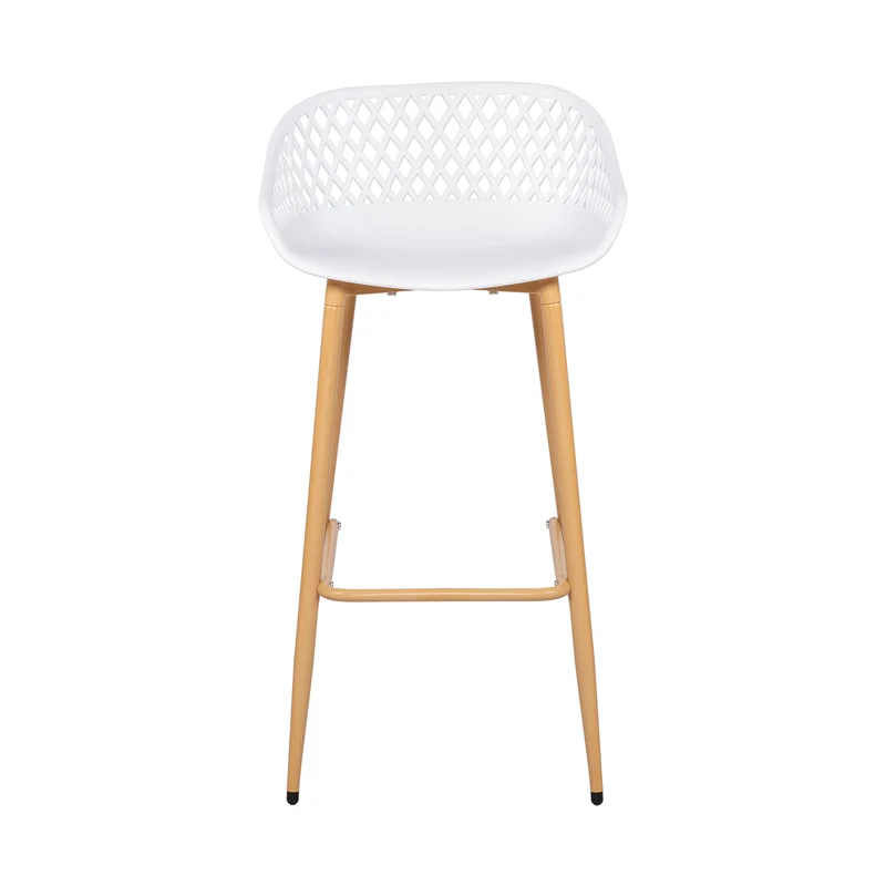 Tabourets de bar Modernes en Fer Forgé, hauteur 87 cm, Dossier Ajouré, lot de 4 - Noir/Blanc