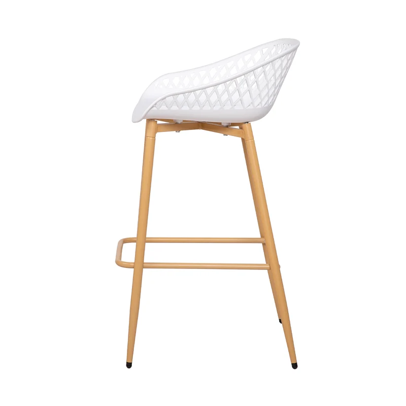 Tabourets de bar Modernes en Fer Forgé, hauteur 87 cm, Dossier Ajouré, lot de 4 - Noir/Blanc