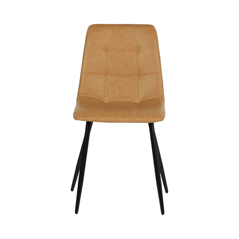 Chaise de salle à manger sans accoudoirs en tissu, pieds en fer noir - Noir/Gris/Marron