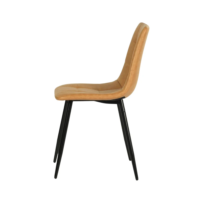 Chaise de salle à manger sans accoudoirs en tissu, pieds en fer noir - Noir/Gris/Marron