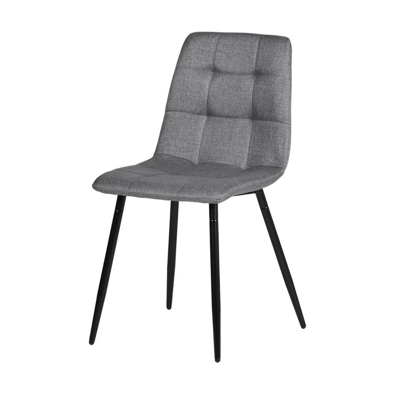 Chaise de salle à manger sans accoudoirs en tissu, pieds en fer noir - Noir/Gris/Marron